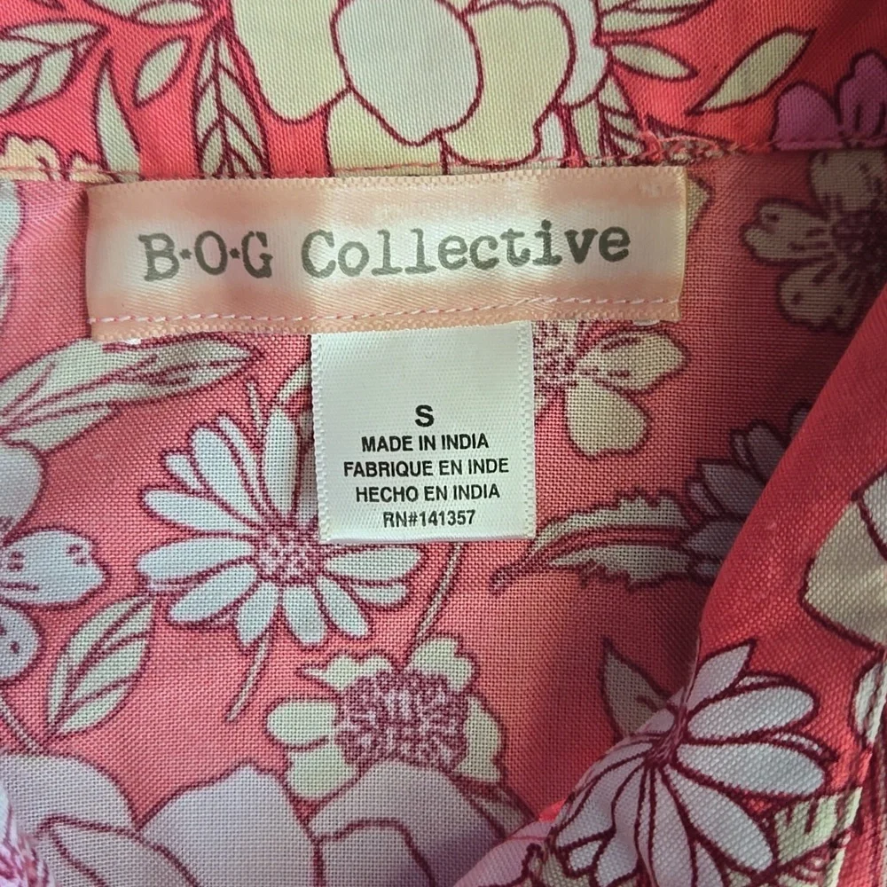 BOG Collective Floral Sleeveless Prairie Style Dress Salmon Pink Size S - Picture 5 of 8